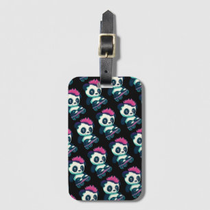 Etiqueta Para Maletas Panda de bebé lindo con mohawk Skater Panda