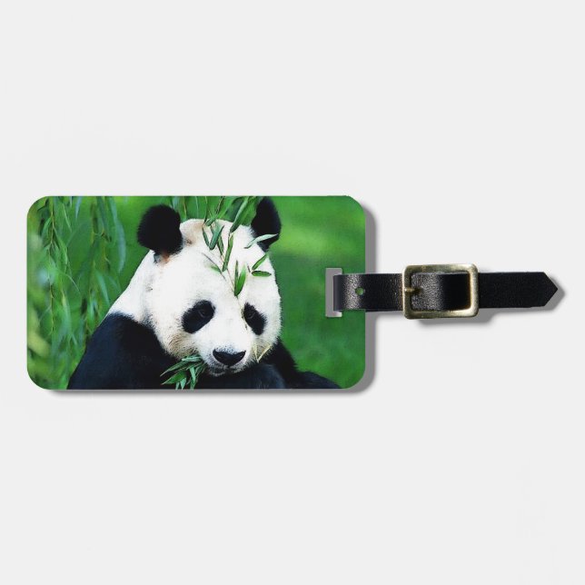 Etiqueta Para Maletas Panda Eating Leaves (Frente Horizontal)