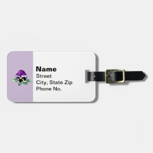 Etiqueta Para Maletas Pansia morada y blanca