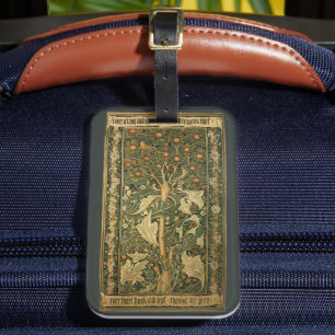 Etiqueta Para Maletas Pañuelo de madera por William Morris, arte textil