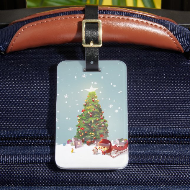 Etiqueta Para Maletas Papá Noel con el árbol de Navidad (Anverso In situ 2)