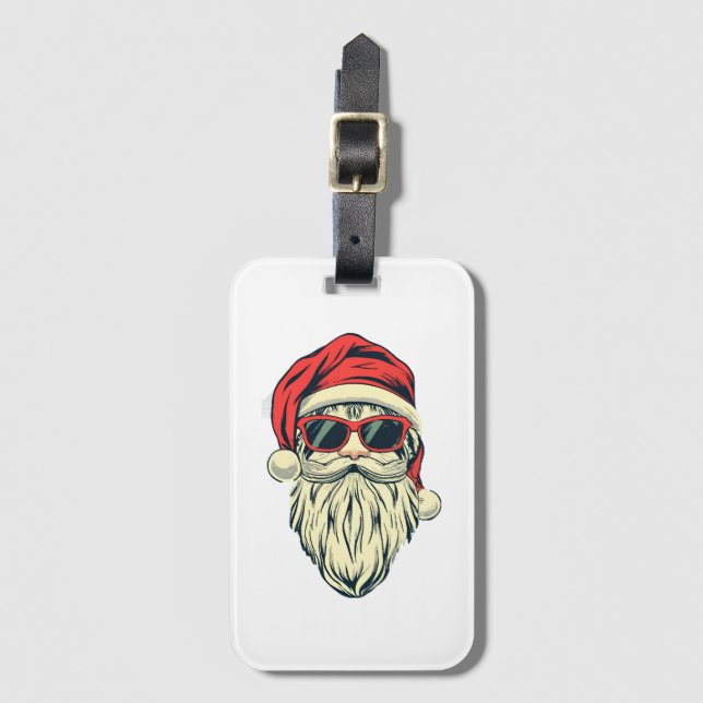 Etiqueta Para Maletas Papá Noel con gafas (Anverso vertical)