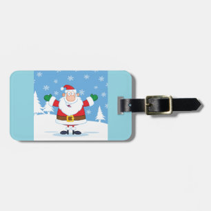 Etiqueta Para Maletas Papá Noel en una escena invernal nevada