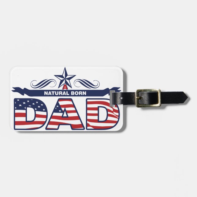 Etiqueta Para Maletas Papá, padre, papá llevado natural (Frente Horizontal)