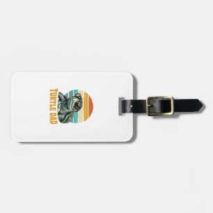 Etiqueta Para Maletas Papá Tortuga Grabado Vintage Atardecer Retro Vecto