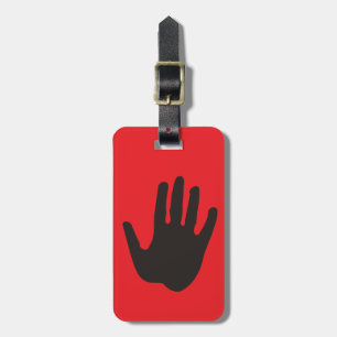 Etiqueta Para Maletas Parada de la mano negra en rojo