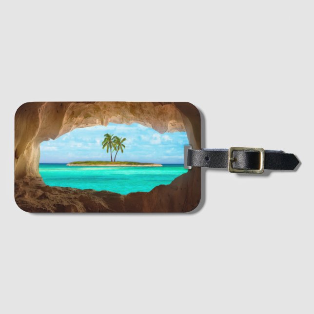 Etiqueta Para Maletas Paraíso en el Caribe (Anverso horizontal)