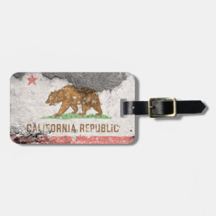 Etiqueta Para Maletas pared de ladrillo de bandera de california