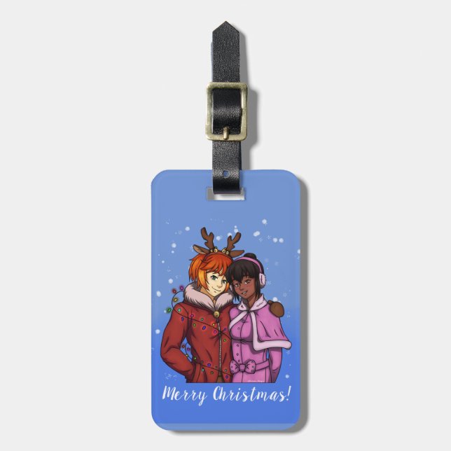 Etiqueta Para Maletas Pareja de navidades (Frente Vertical)