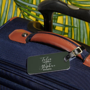 Etiqueta Para Maletas Pareja de novios verde elegante simple personaliza