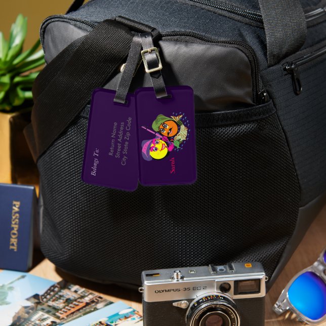 Etiqueta Para Maletas Pareja de pesca (Anverso & Reverso)