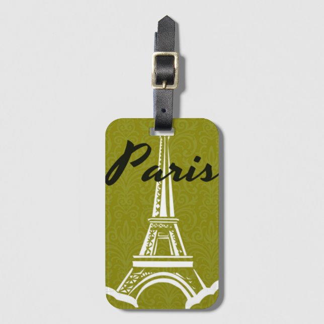 Etiqueta Para Maletas Paris Eiffel Tower Silhouette (Anverso vertical)