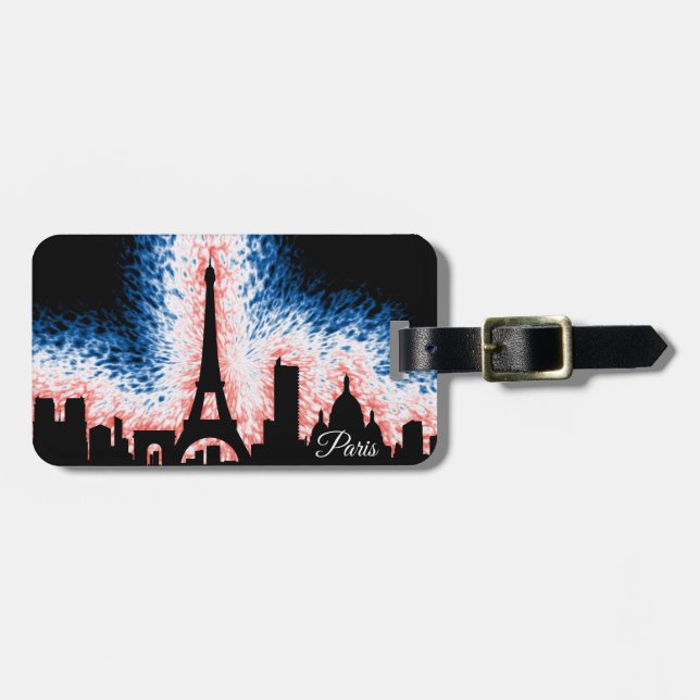Etiqueta Para Maletas Paris France Silhouette (Frente Horizontal)