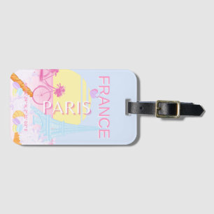 Etiqueta Para Maletas París, Francia, arte de viajes, perrito, azul