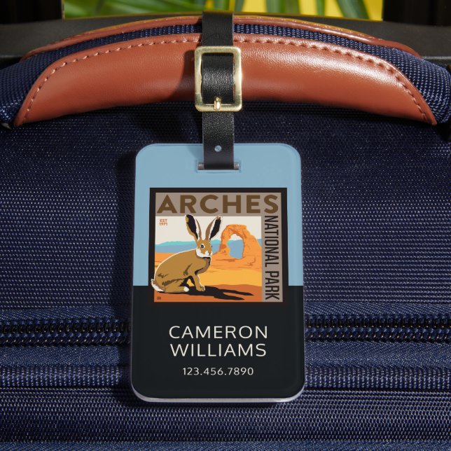 Etiqueta Para Maletas Parque nacional Arches, Utah | Jackrabbit (Anverso In situ 2)