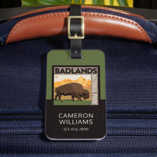 Etiqueta Para Maletas Parque nacional Badlands   Búfalo