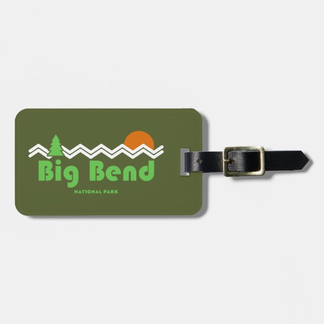 Etiqueta Para Maletas Parque nacional Big Bend Retro (Frente Horizontal)