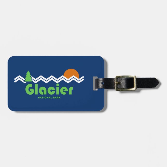 Etiqueta Para Maletas Parque nacional Glaciar Retro (Frente Horizontal)