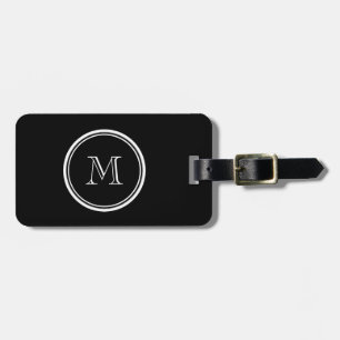 Etiqueta Para Maletas Parte alta negra inicial del monograma coloreada