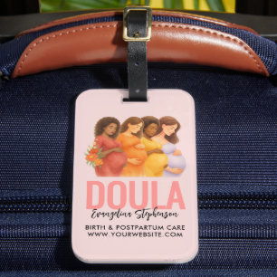 Etiqueta Para Maletas Partera Personalizada Rosa Rubor Nacimiento Doula