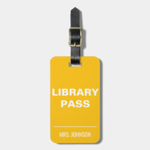 Etiqueta Para Maletas Pase del aula escolar de la biblioteca amarilla pa