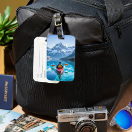 Etiqueta Para Maletas Paseo en kayak en montañas personalizado