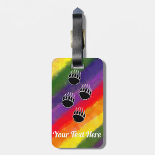 Etiqueta Para Maletas Pasta de oso negro imprime color de agua arcoiris