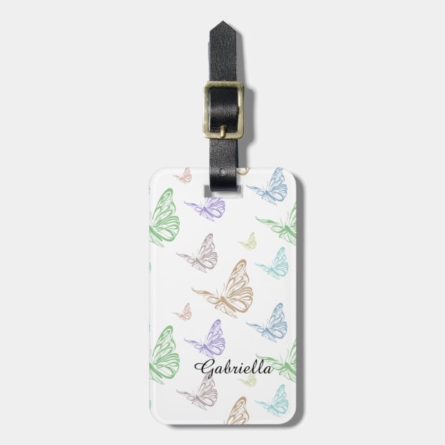 Etiqueta Para Maletas Pastel Butterflies (Frente Vertical)