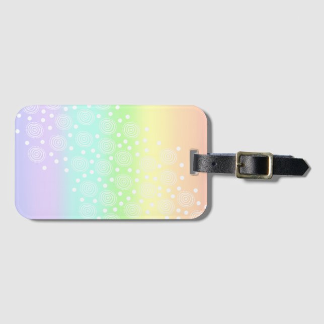 Etiqueta Para Maletas Pastel de círculos arcoiris en círculos (Anverso horizontal)