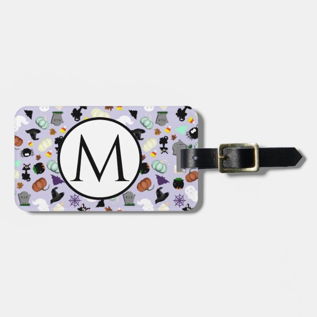 Etiqueta Para Maletas Pastel Halloween Monogramado (Frente Horizontal)