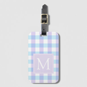 Etiqueta Para Maletas Pastel Purple Gingham Monograma