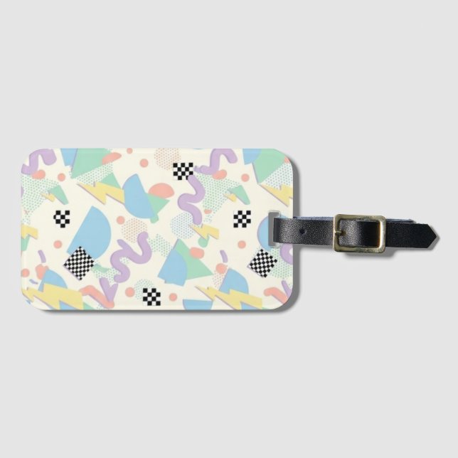 Etiqueta Para Maletas Pastel Retro Memphis Pattern Swirls (Anverso horizontal)