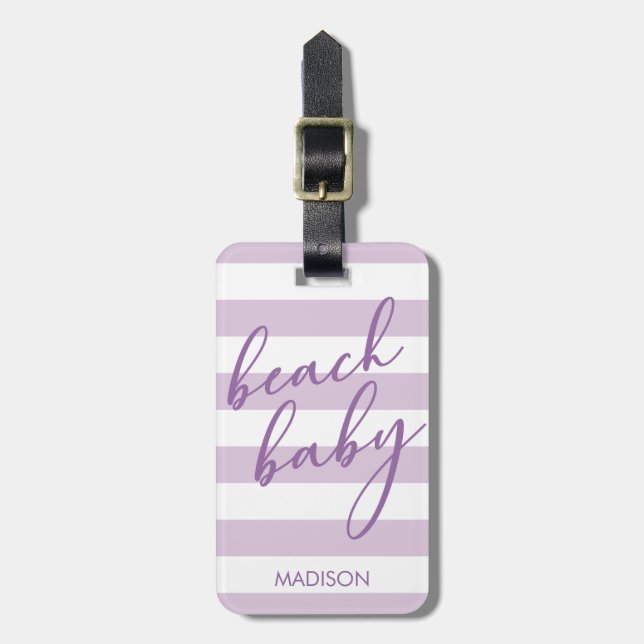 Etiqueta Para Maletas Pastel Stripes Beach Baby (Frente Vertical)