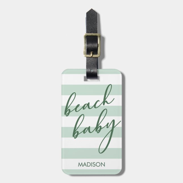 Etiqueta Para Maletas Pastel Stripes Beach Baby (Frente Vertical)