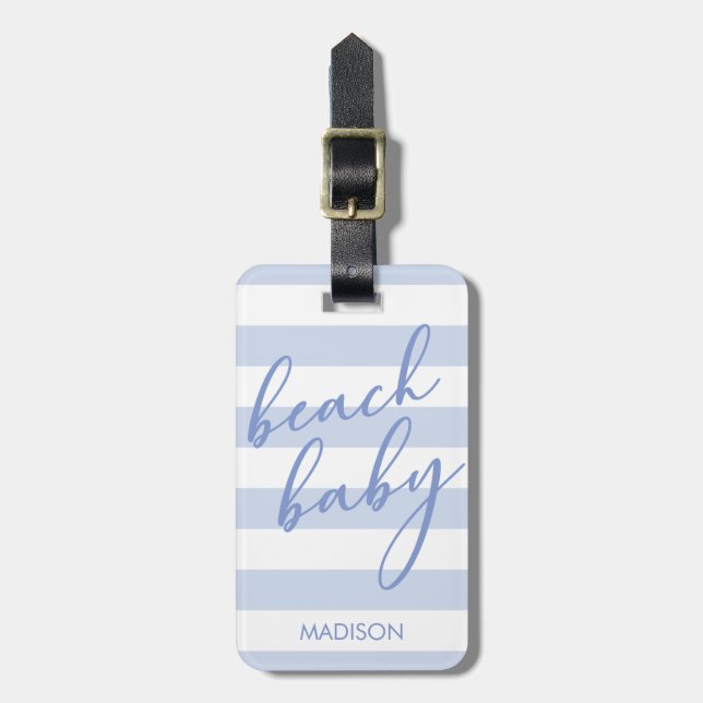 Etiqueta Para Maletas Pastel Stripes Beach Baby (Frente Vertical)