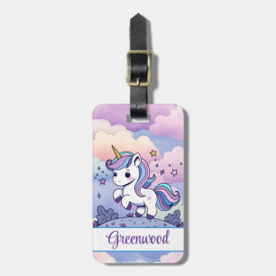 Etiqueta Para Maletas Pastel Unicornio, Nubes Coloridas, Personalizado