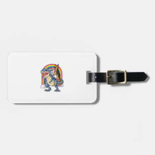 Etiqueta Para Maletas Pastor alemán Unicornio Dinosaur T rex Funny Rainb