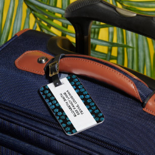 Etiqueta Para Maletas Patas azules, patas Purpurinas, Purpurina azul, ga