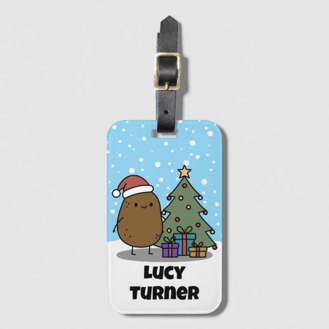 Etiqueta Para Maletas Patata de Navidad Personalizada (Anverso vertical)