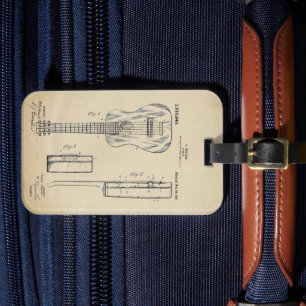 Etiqueta Para Maletas Patente de guitarra acústica vintage