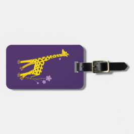 Etiqueta Para Maletas Patinaje sobre ruedas divertido de la jirafa del