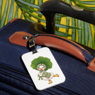 Etiqueta Para Maletas Patito Adorable con Paraguas de Hoja – Primavera C