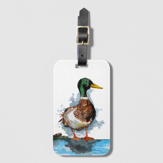 Etiqueta Para Maletas Pato mallard masculino (Anverso vertical)