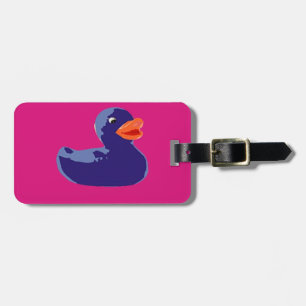 Etiqueta Para Maletas Pato rosado azul Ducky de goma del arte pop