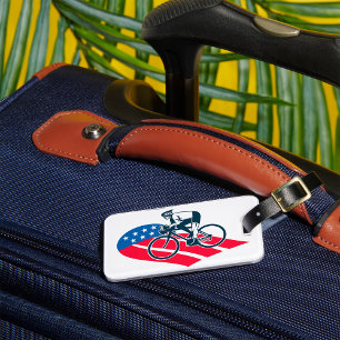 Etiqueta Para Maletas Patriotic USA Ciclismo Bandera Americana Bike Ride