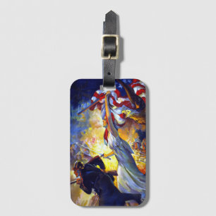 Etiqueta Para Maletas Patriótica de la Vintage Libertad Bandera American