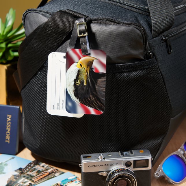 Etiqueta Para Maletas Patriótico/Águila/Estadounidense/USA (Anverso & Reverso)