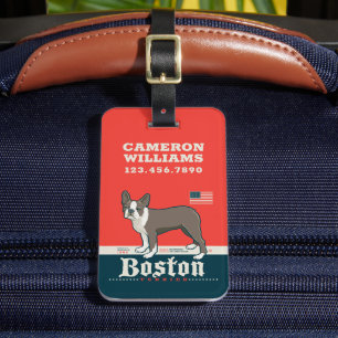 Etiqueta Para Maletas Patriótico   Boston Terrier