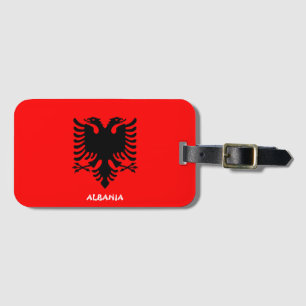 Etiqueta Para Maletas Patriótico de Bandera Nacional de Albania