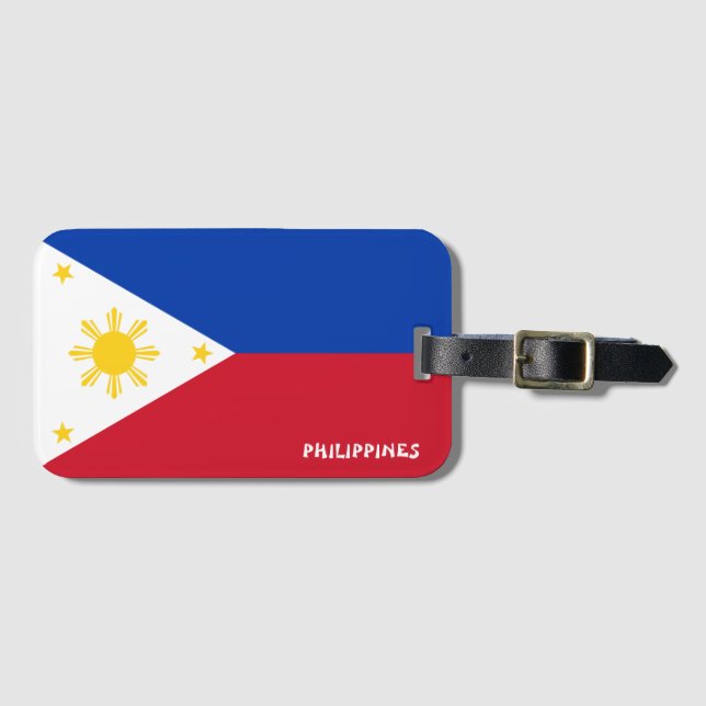 Etiqueta Para Maletas Patriótico de Bandera Nacional de Filipinas (Anverso horizontal)